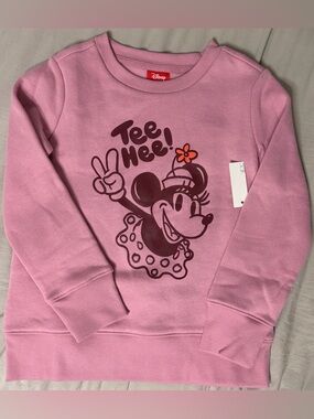 Disney Pink Minnie Mouse Sweatshirt with 'Tee Hee' Graphic